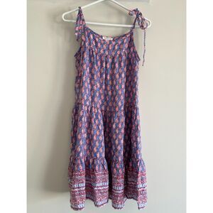 Beachlunchlounge Dress Womens XS Midi Beachy Tiered Tie Strap Flowy